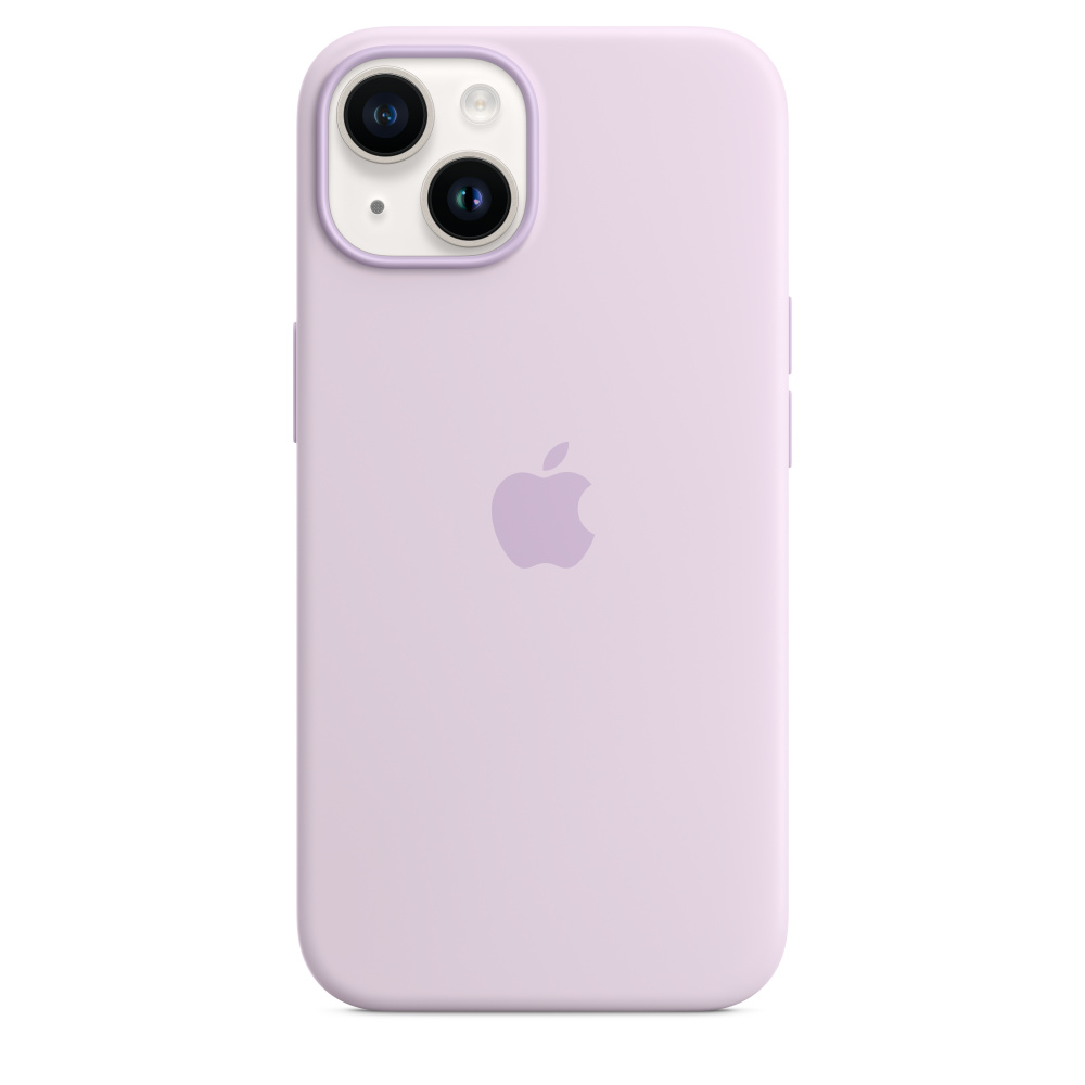 Lila iPhone-Hülle mit Kameras, Apple-Logo und Tasten.