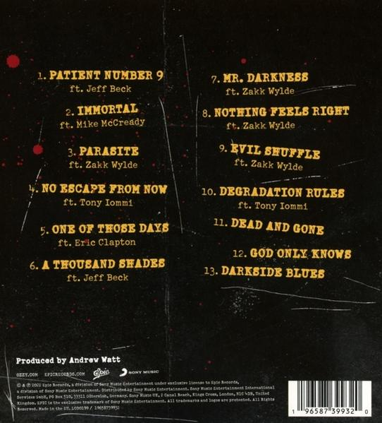 Liste des titres de l'album d'Ozzy Osbourne. Paroles et crédits.