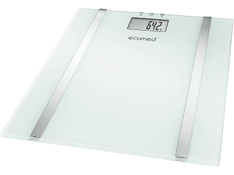 Báscula de baño - Medisana Ecomed BS-70E, Vidrio, Hasta 150 kg, Blanco