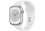 APPLE Watch Series 8 GPS 41mm Aluminiumgehäuse, Sportarmband, Silber/Weiß
