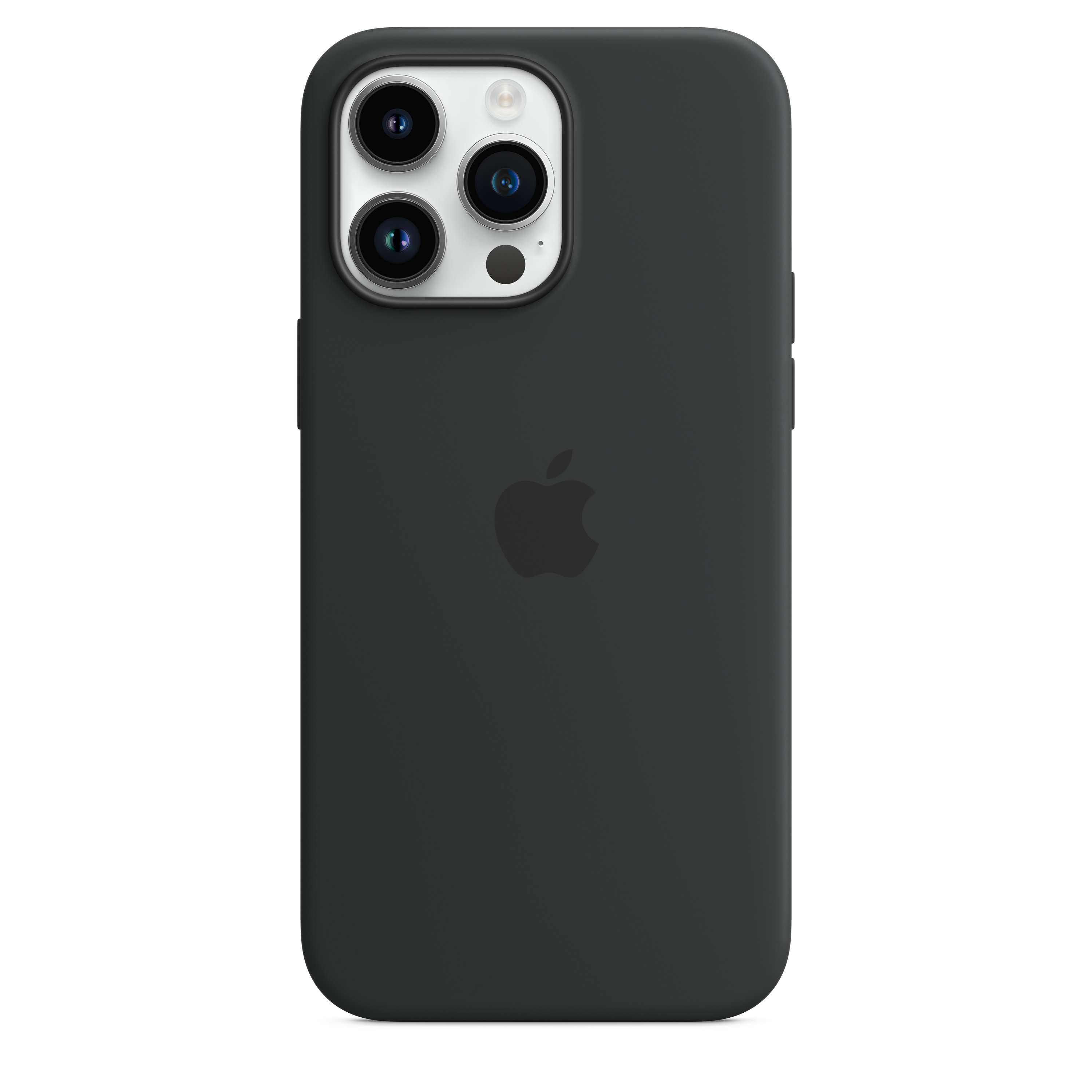 Schwarze Handyhülle mit Apple-Logo und Kameraausschnitten.