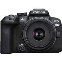 CANON EOS R10 Kit + RF-S 18-45mm STM Systemkamera  mit Objektiv 18 - 45 mm , 7,5 cm Display Touchscreen, WLAN