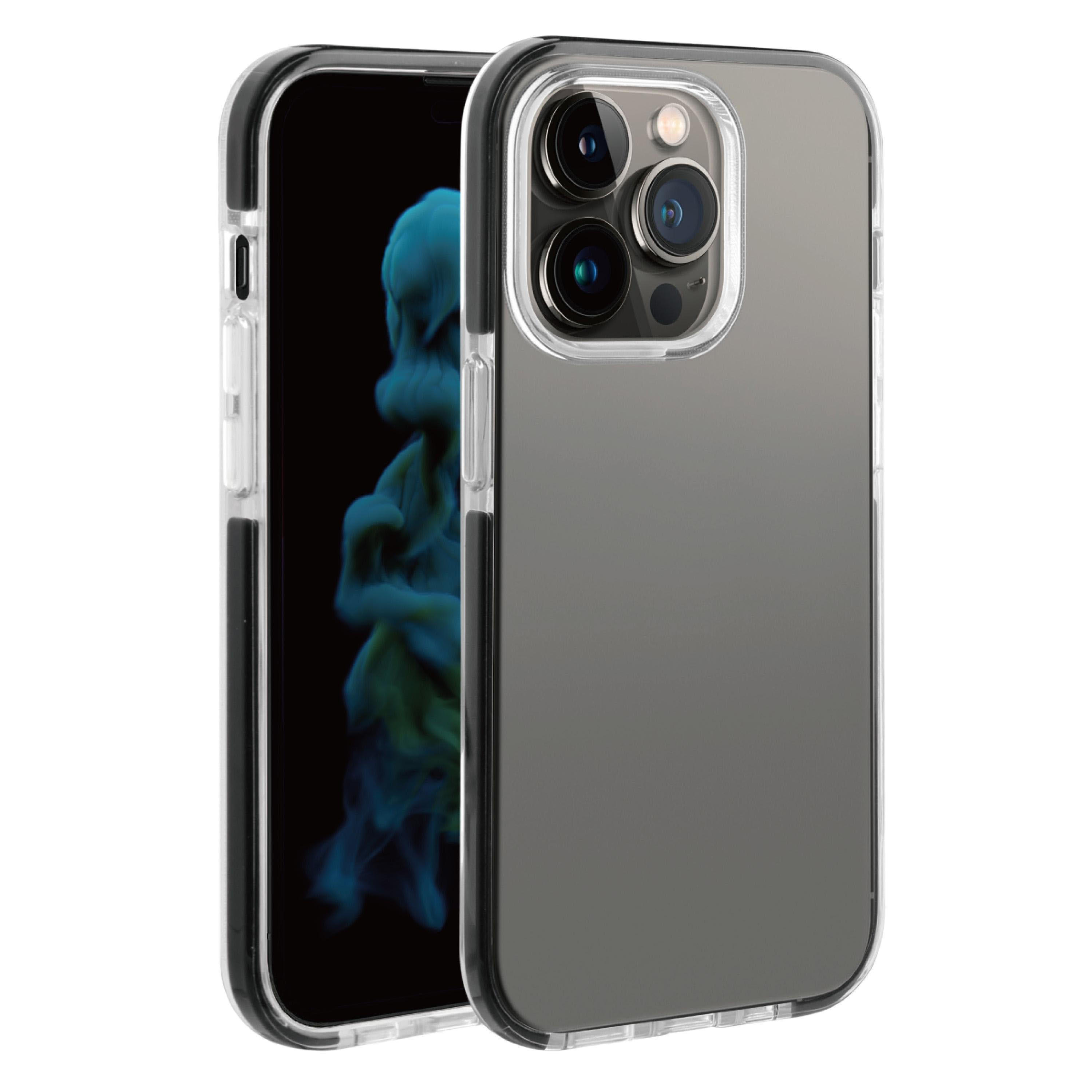 Backcover, Transparent/Schwarz Rock Shock, VIVANCO Solid, iPhone Anti 14 Max, Pro Apple,