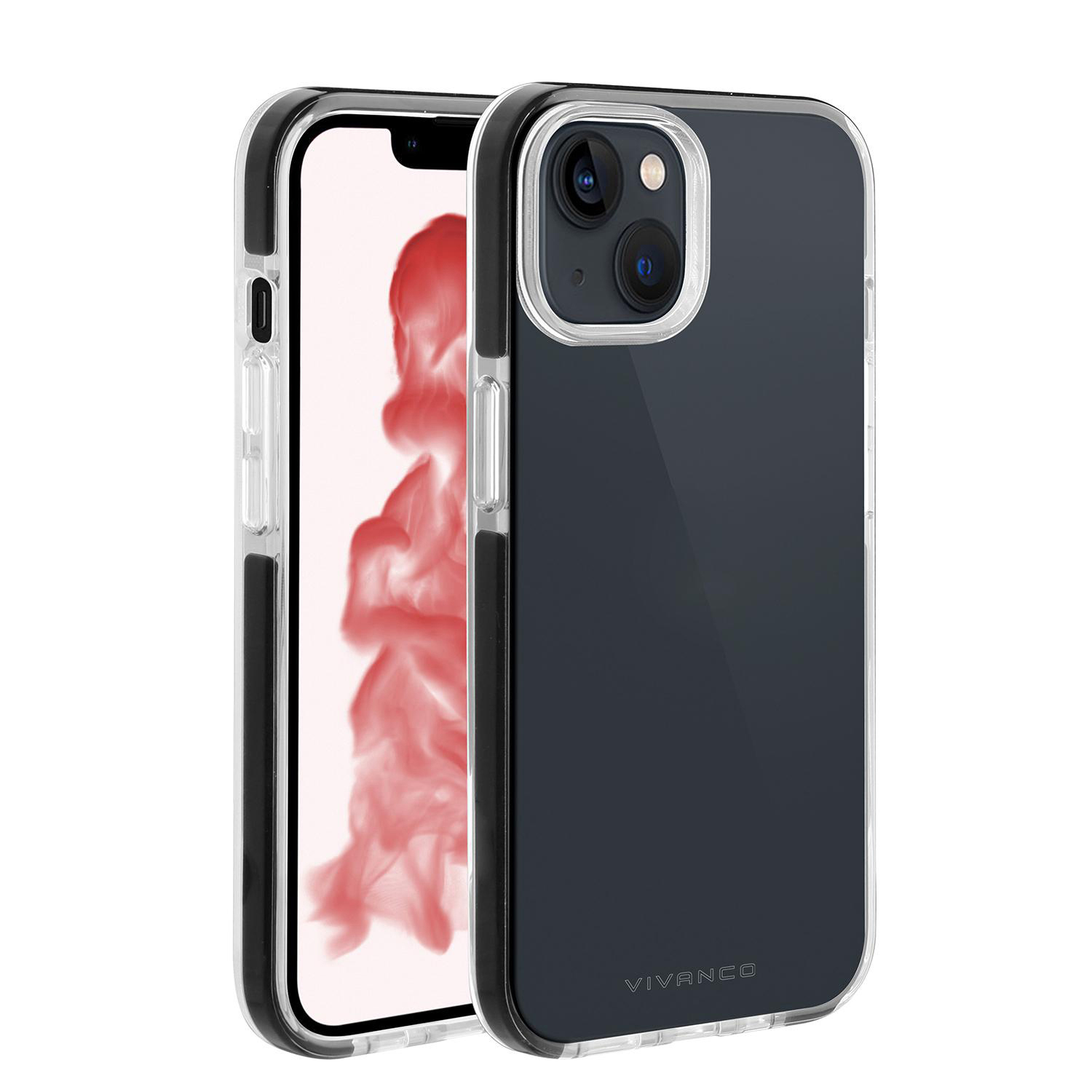 VIVANCO Rock Solid, Anti Shock, Plus, Backcover, iPhone 14 Transparent/Schwarz Apple