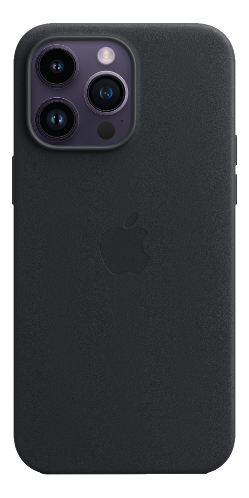 Coque de téléphone noire avec logo Apple et objectifs de caméra.