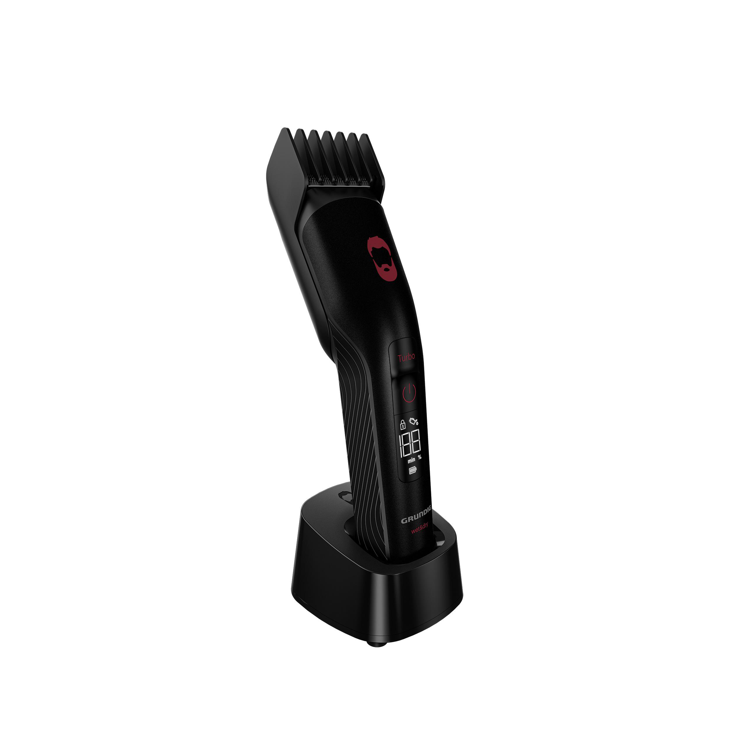 GRUNDIG MGK 9030 Pro Club Wet & Multigroomer, Multihaarschneideset Dry Mattschwarz/Rot