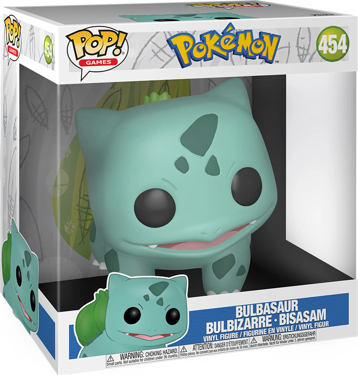 FUNKO Jeux POP! : Pokémon - Bulbizarre (POP! Super sized - 10 pouces) - Figurine de collection (Turquoise/Vert/Noir)