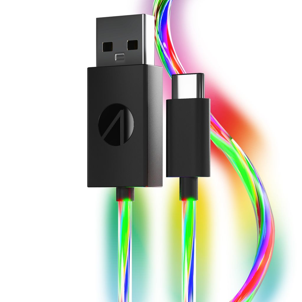 2m) (2x STEALTH Beleuchtung Ladekabel USB-Kabel, LED 5) (Playstation USB-C Mehrfarbig mit