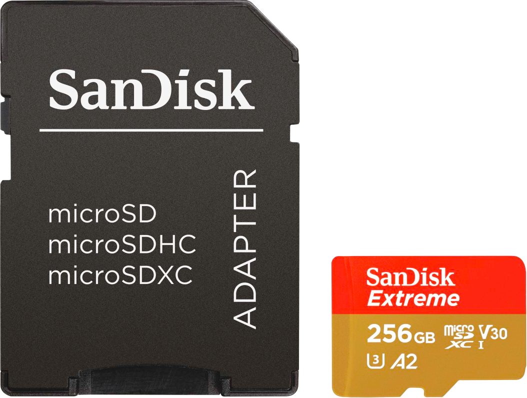 SANDISK MicroSD Extreme kártya 256 GB, 190MB/s C10, V30, UHS-I, U3, A2 (212587)
