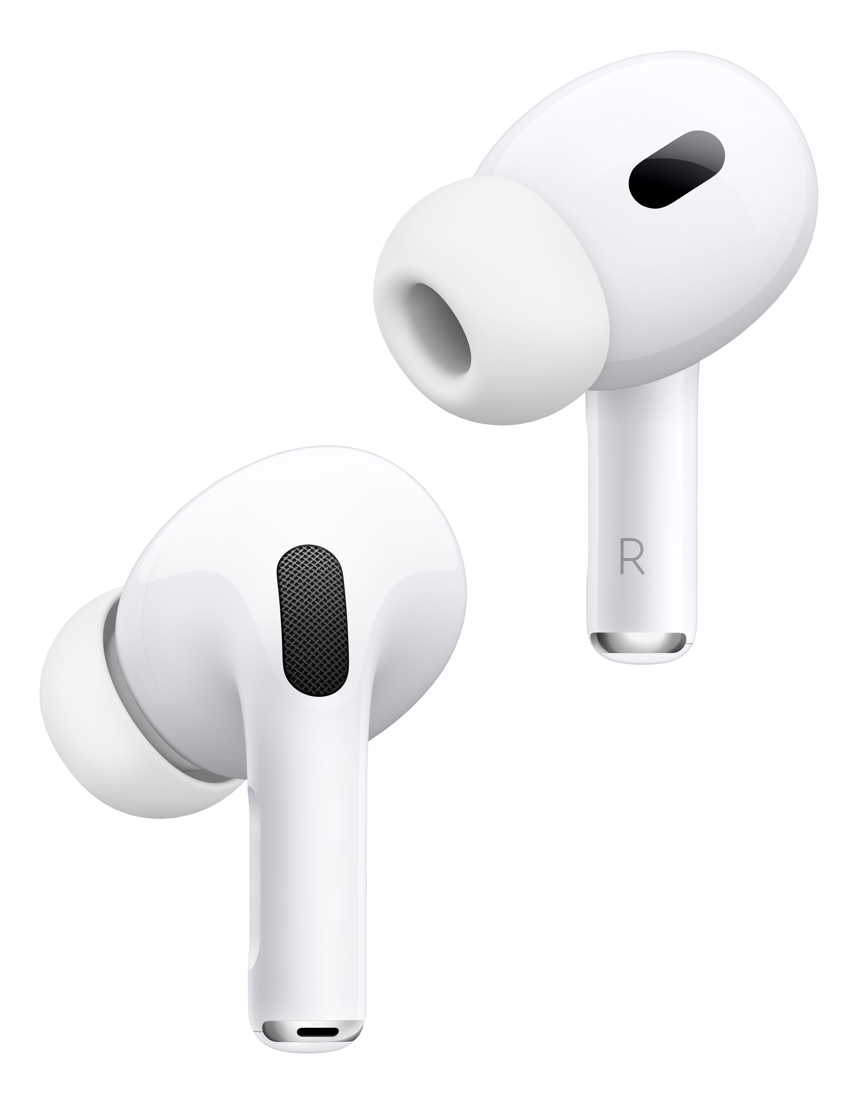 Weiße Apple AirPods Pro 2. Generation, zeigt zwei Ohrhörer.