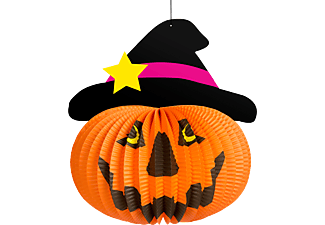 FAMILY HALLOWEEN Halloween-i tökös lampion, kalapban, akasztható, 26 cm (58137B)