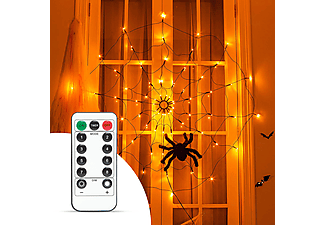 FAMILY HALLOWEEN Pókháló fényfüggöny pókkal, melegfehér, 60 db LED (58150)