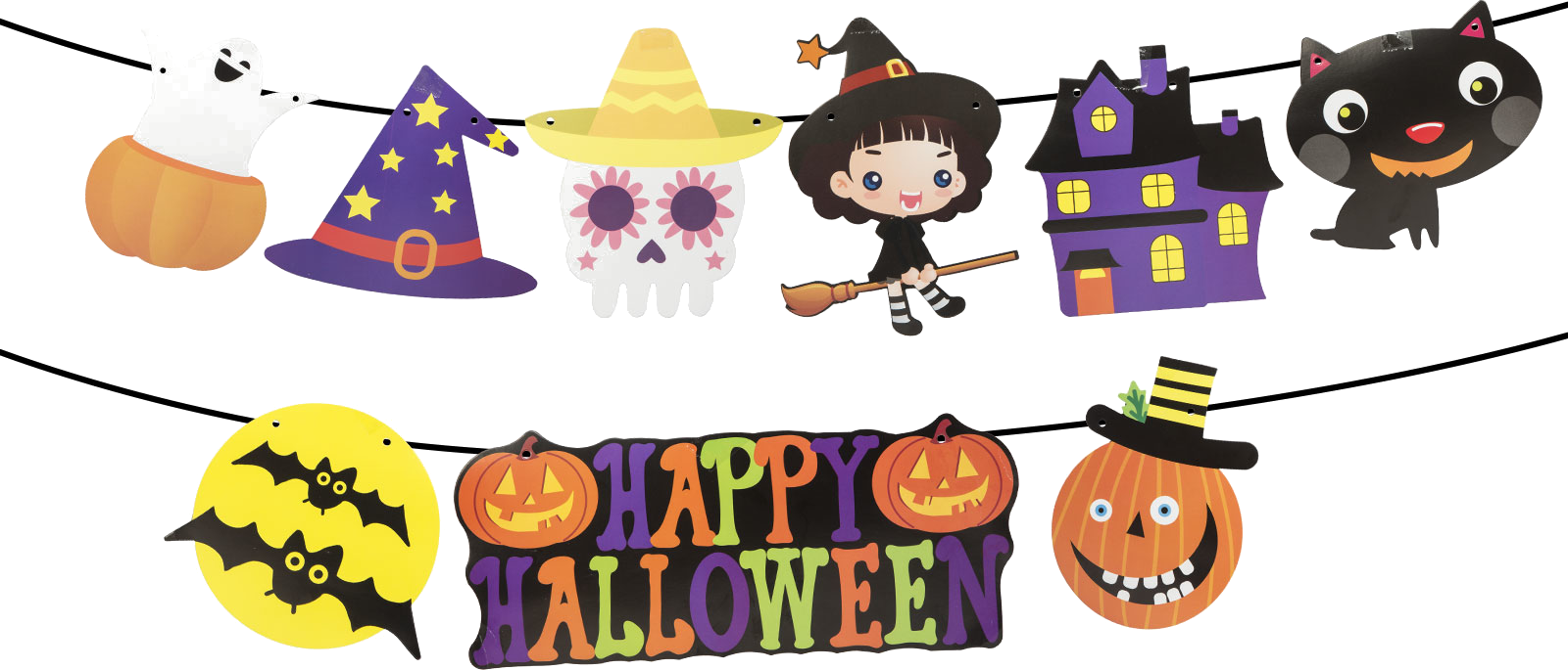 FAMILY HALLOWEEN Halloween-i papír girland többféle motívummal, 3,5 méter (58169)