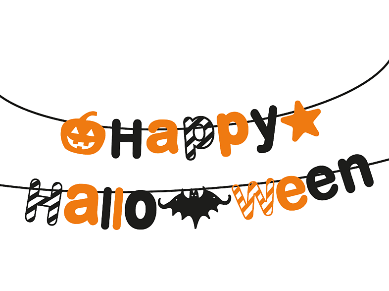 FAMILY HALLOWEEN Halloween-i papír girland "Happy Halloween" felirat, 3,5 méter (58170)