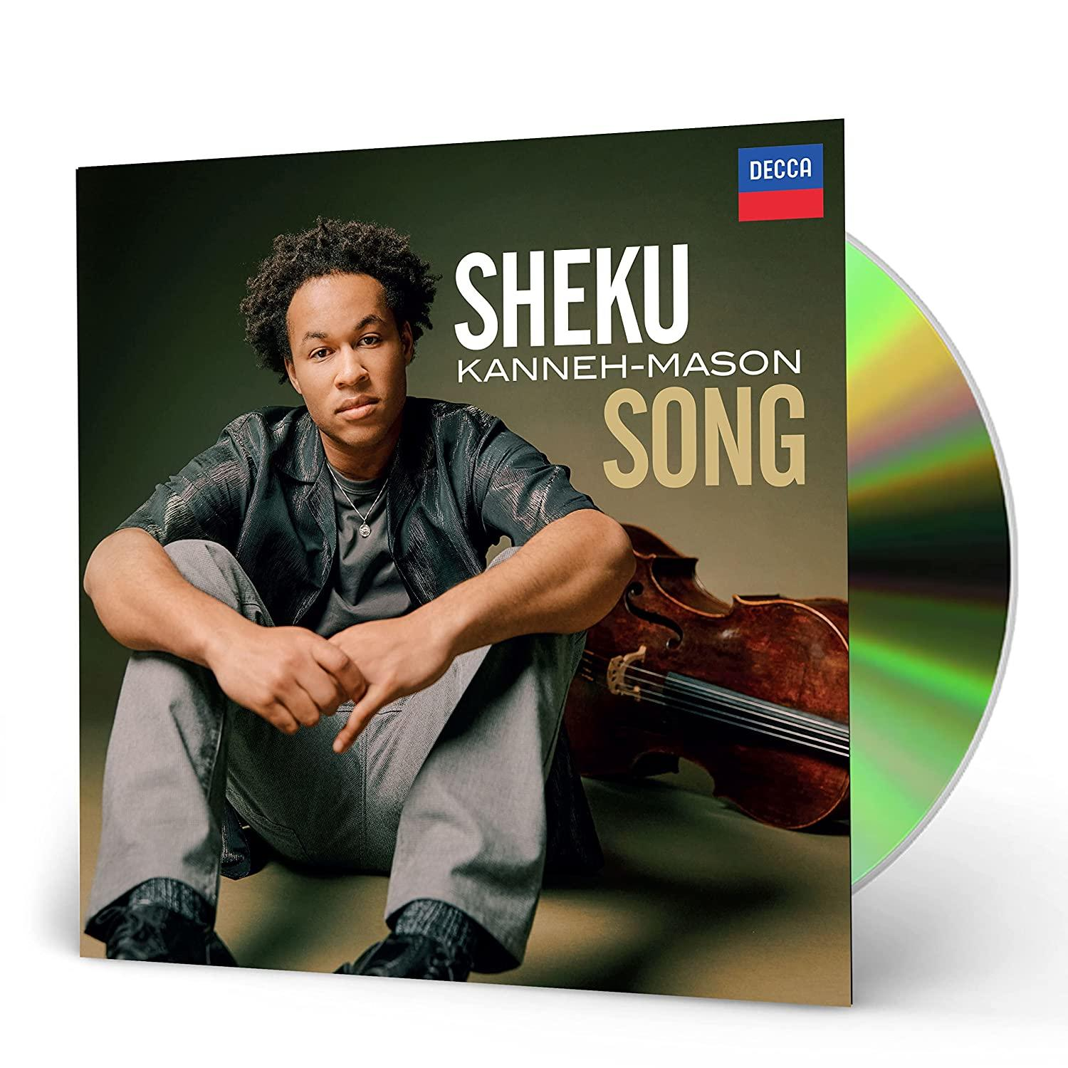 Albumcover: Sheku Kanneh-Mason, ein junger Mann in einer Lederjacke, und ein Cello.
