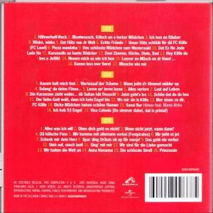 Rote CD-Hülle mit Titellisten. Der Hintergrund ist rot und der Text ist weiß.