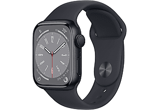 APPLE Watch S8 GPS, 41mm éjfekete alumíniumtok, éjfekete sportszíj (MNP53CM/A)