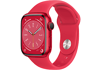 APPLE Watch S8 GPS, 41mm (PRODUCT) RED alumíniumtok, piros sportszíj (MNP73CM/A)