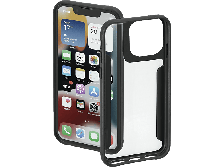 Schwarz/Transparent iPhone HAMA Backcover, 14 Max, Pro Apple, Metallic Frame,