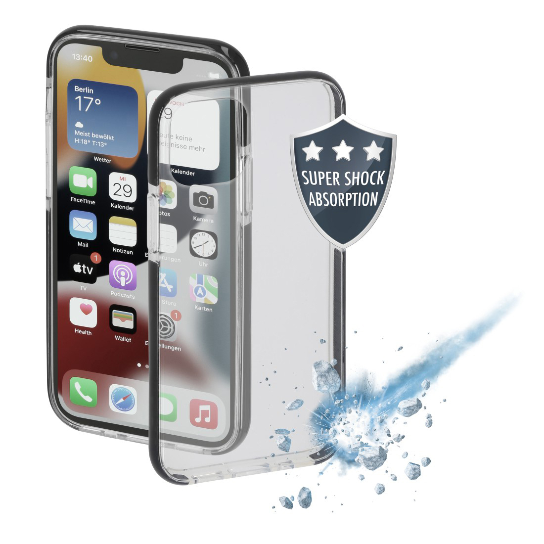 iPhone Backcover, Schwarz/Transparent Apple, Protector, HAMA 14,