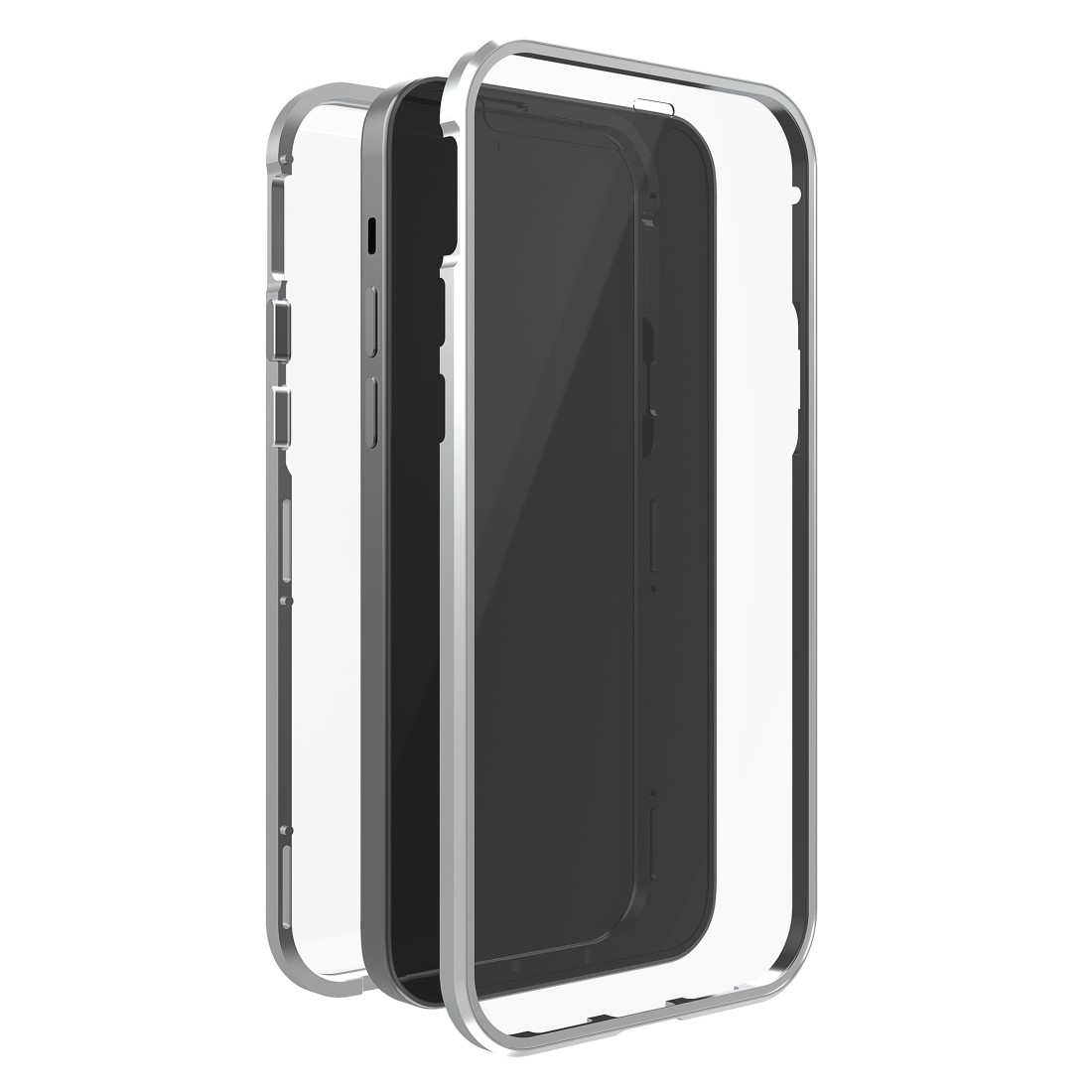 iPhone Apple, Silber/Transparent 360° Cover, ROCK Full Glass, 14 Pro, Cover BLACK