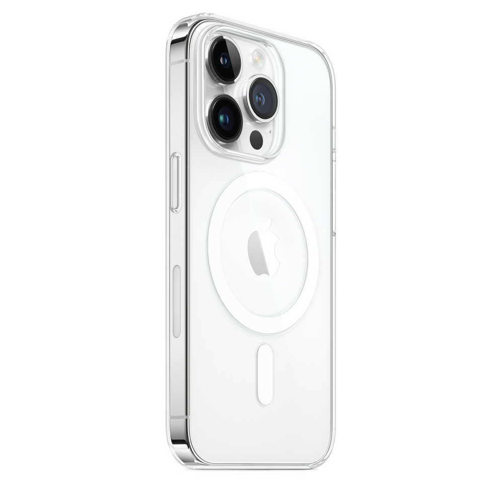 Funda transparente para teléfono con diseño transparente. El teléfono tiene varias cámaras.