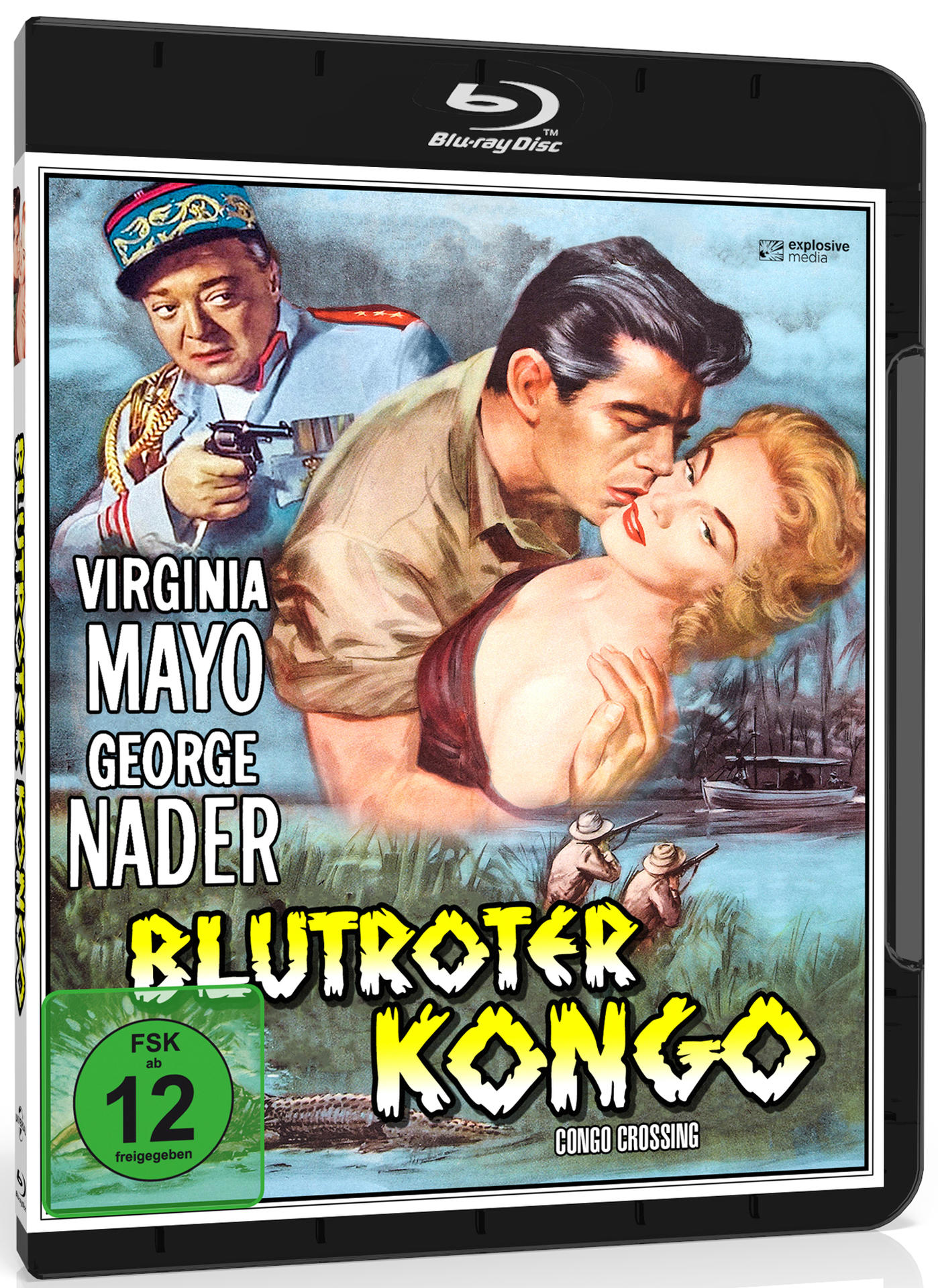 DVD-Hülle eines Films mit dem Titel 'Blutroter Kongo' mit Schauspielern und einer Szene darauf.