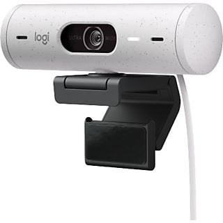 Webcam - Logitech Brio 500, Full HD 1080p, Enfoque automático, Micrófonos con reducción de ruido, Obturador de privacidad, USB-C, Blanco