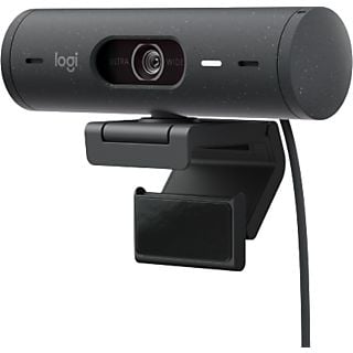 Webcam - Logitech Brio 500, Full HD 1080p, Enfoque automático, Micrófono con reducción de ruido, Corrección de iluminación, Tapa de privacidad, Negro