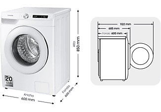 Interconectar Regaño docena Lavadora carga frontal | Samsung WW10T534DTW/S3, 10 Kg, EcoBubble,  Auto-dosificación, 22 programas, Blanco