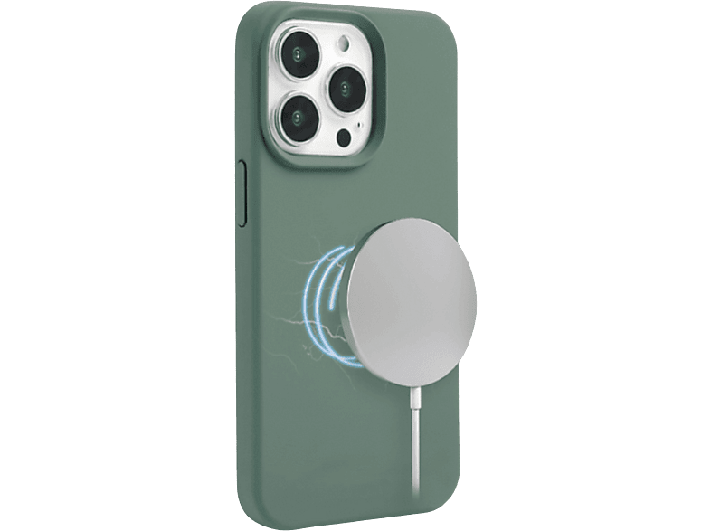 Funda móvil - ISY ISC-2421 MagISY, Para Apple iPhone 13 Pro Max, Trasera, Silicona, Verde
