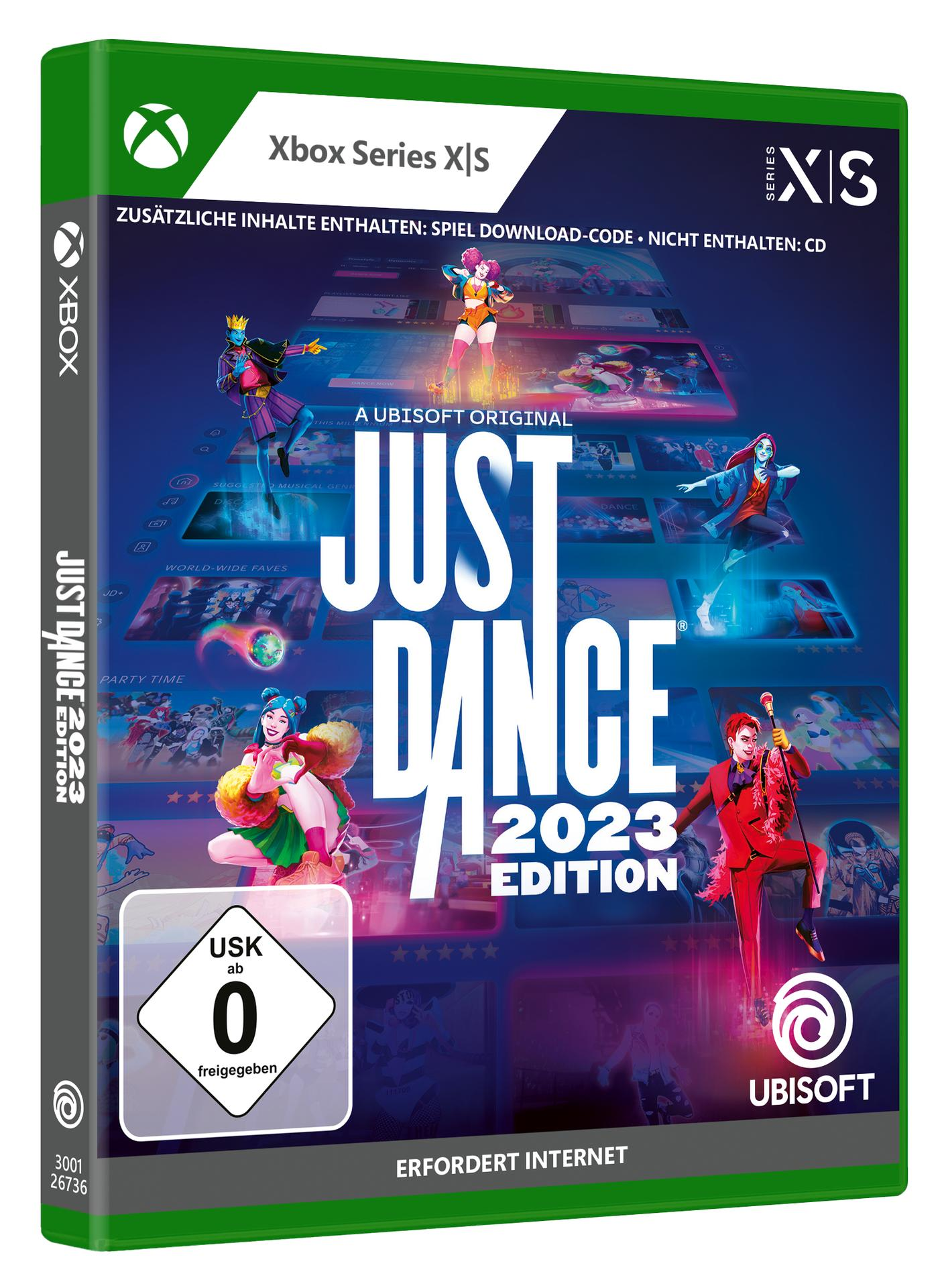 Das Spielcover für Just Dance 2023 Edition für Xbox Series X|S, mit bunten Charakteren.