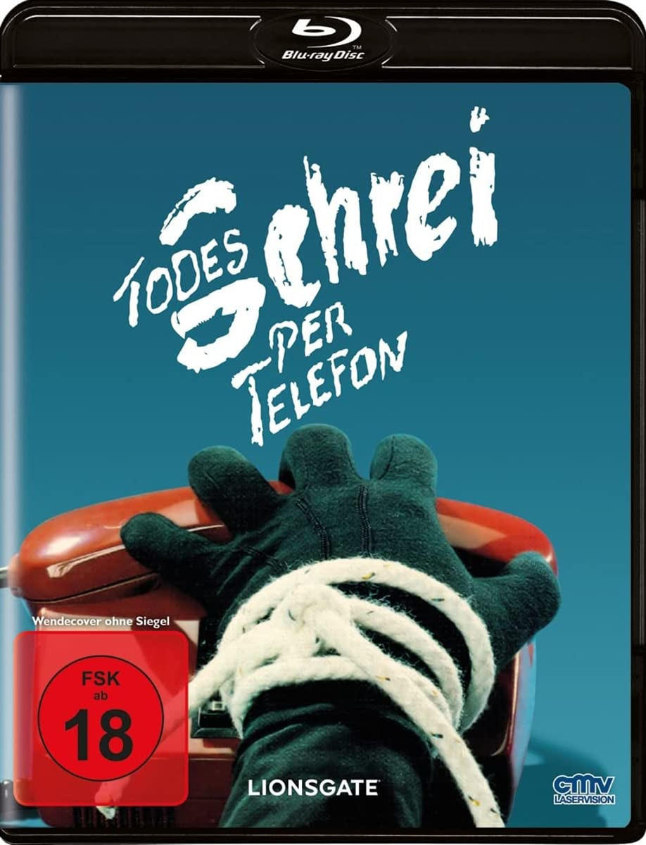 Blu-ray-Disc-Cover: Eine Hand in einem Handschuh hält ein Telefon mit Seil.