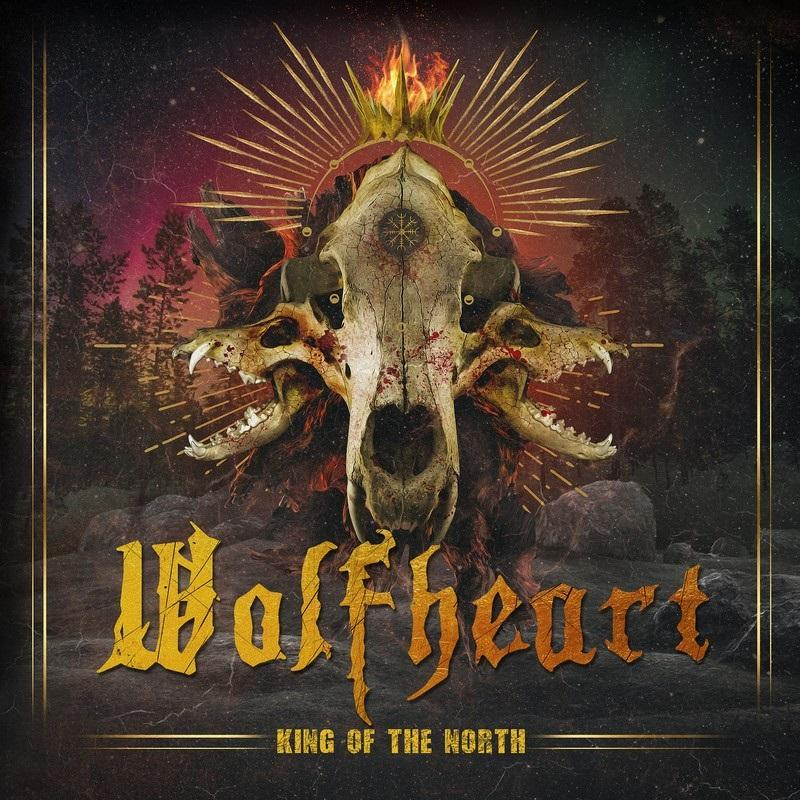 Egy koponya koronával és tűzzel. A Wolfheart és a King of the North szavak.