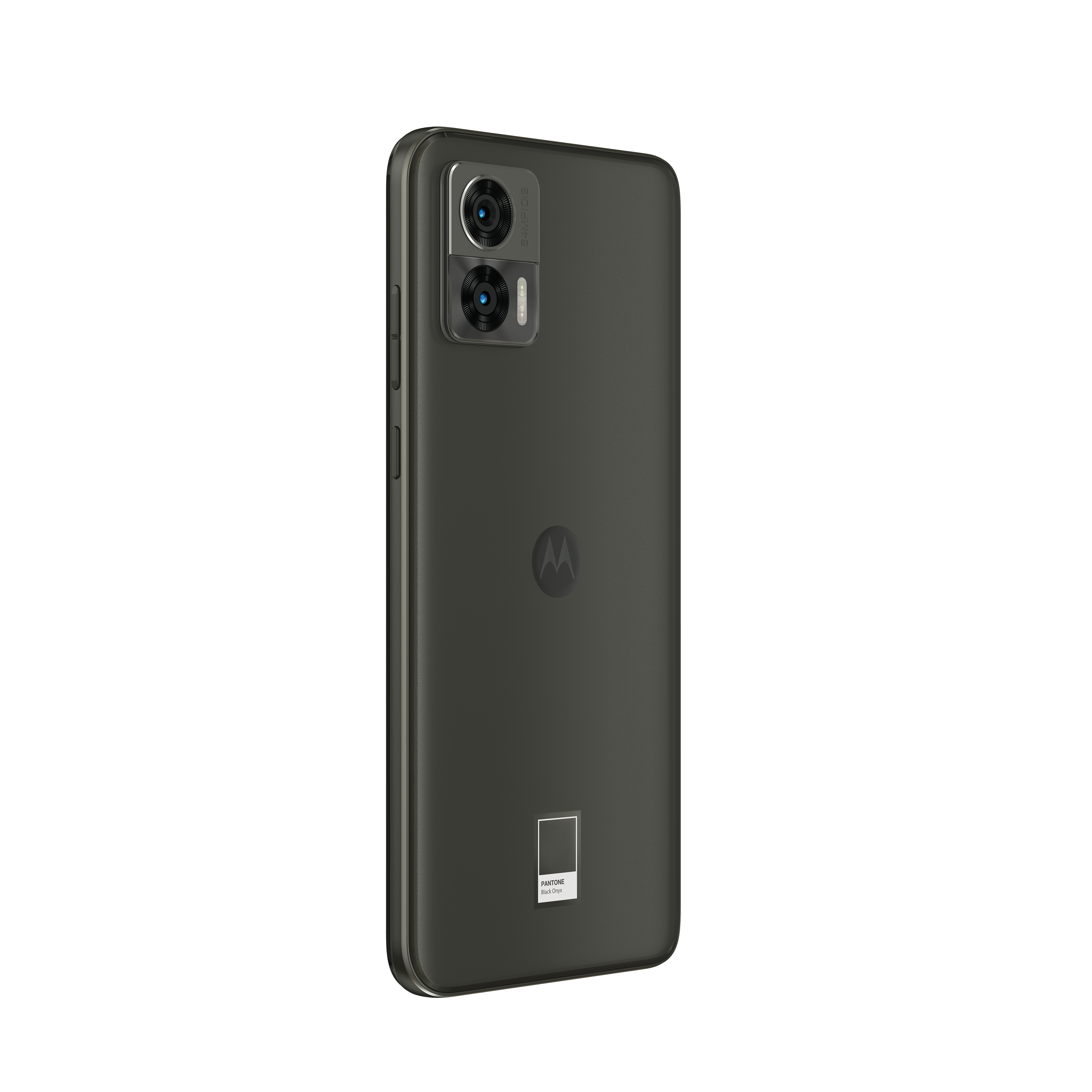 Ein dunkelgraues Smartphone mit Dual-Kamera auf der Rückseite.
