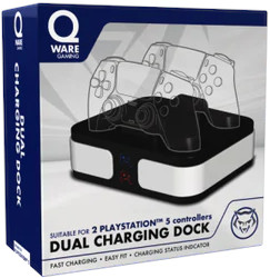 Box for a dual charging dock for PlayStation 5 controllers.