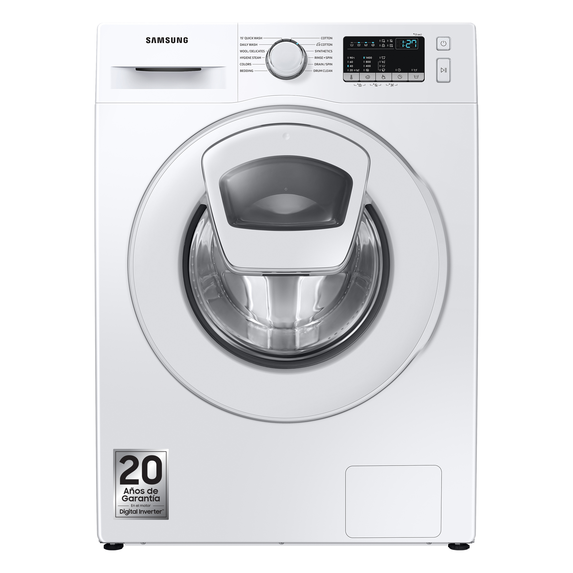 Lavadora carga frontal - Samsung WW80T4540TE/EC, 8 Kg, 1400 rpm, 12 programas, AddWash, Blanco