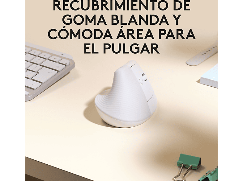 MediaMarkt Logitech Ratón Inalámbrico, Lift Vertical Para Mac, Ergonómico, Smartwheel, Accesos Directos, Multidispositivo, 4000 Ppp, Blanco - Imagen 2