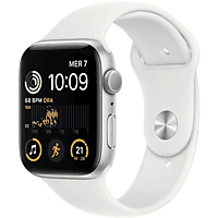 APPLE Watch SE GPS 44mm Cassa in alluminio color argento con Cinturino Sport Bianco - Regular (2ª Generazione)