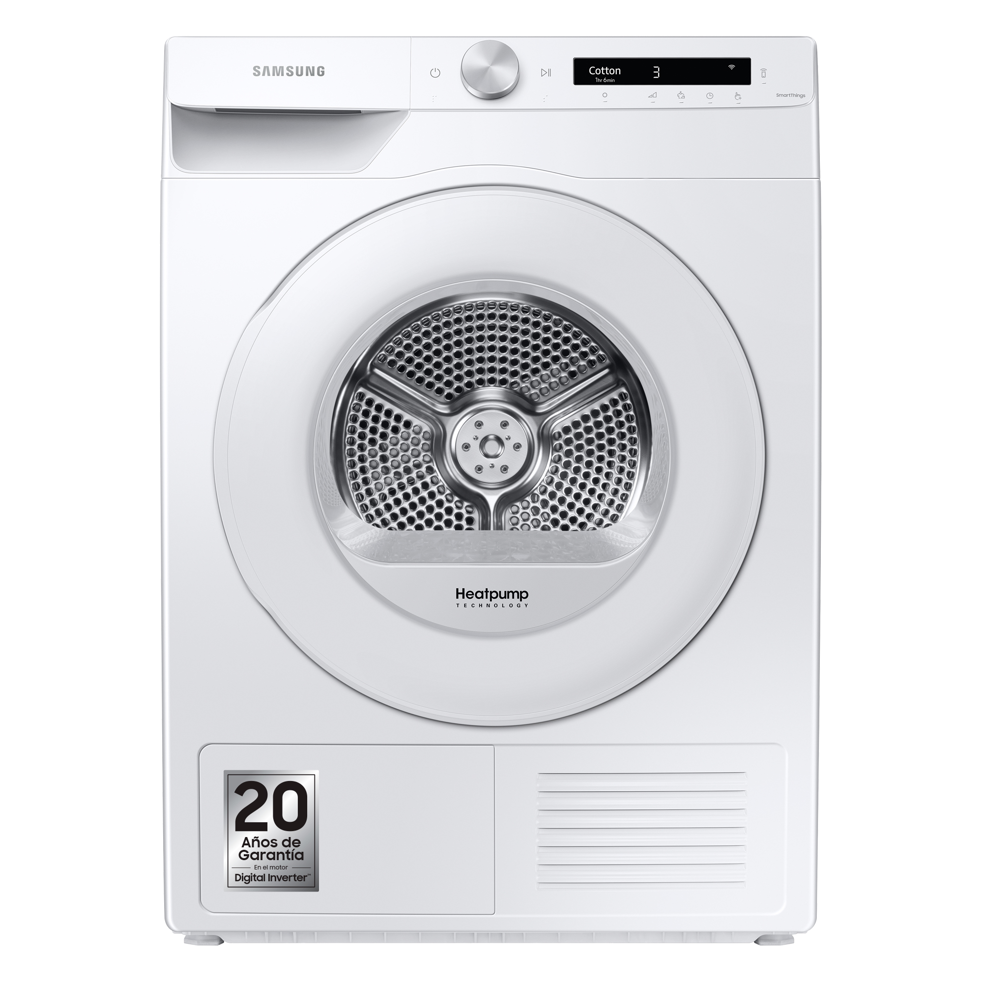 Secadora - Samsung DV90T5240TW/S3, Bomba de calor, 9 Kg, A+++, Blanco