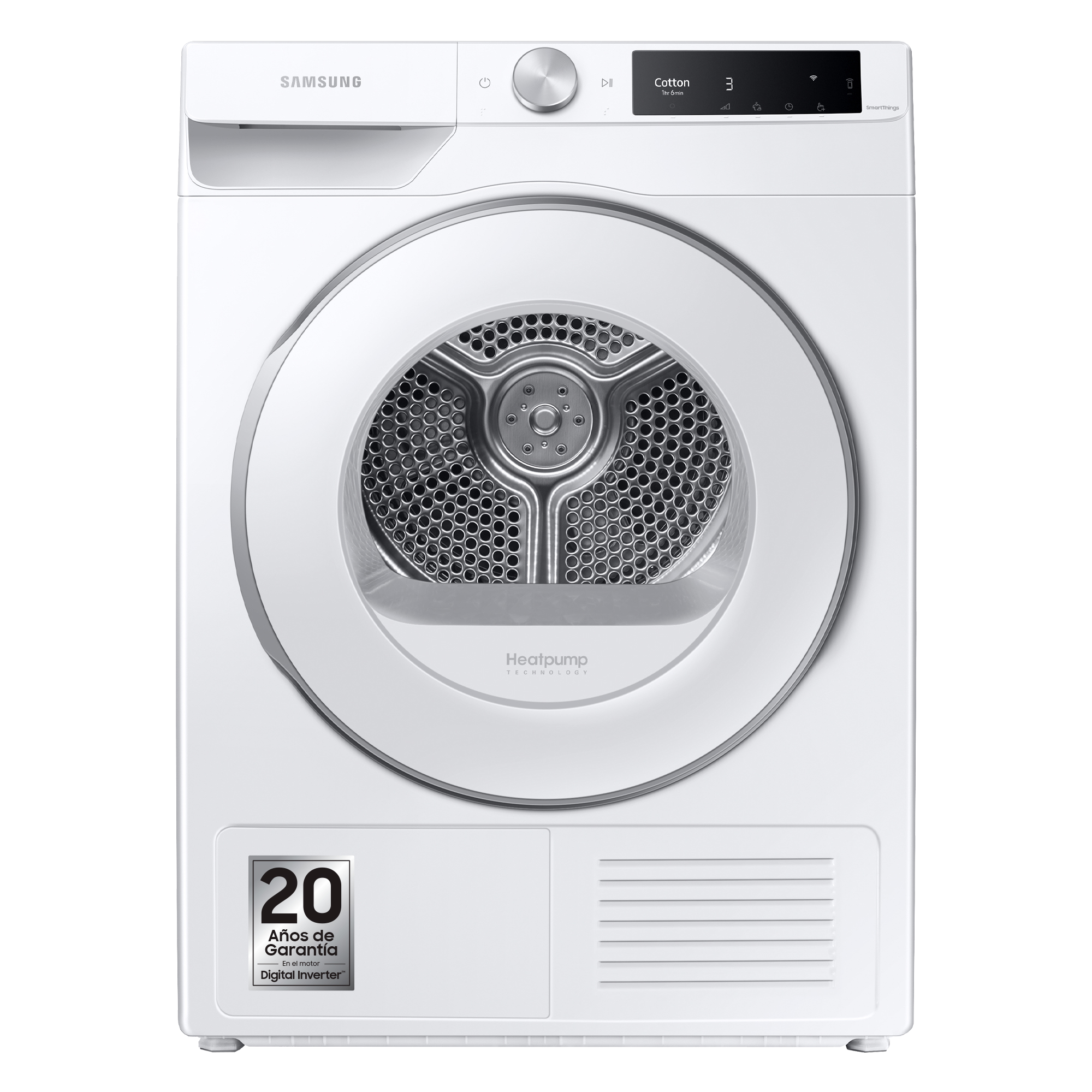 Secadora - Samsung DV90T6240HE/S3, 9 kg, Condensación por Bomba de Calor, OptimaDry, A+++, Blanco