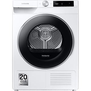 Secadora bomba de calor - Samsung DV90T6240LE/S3, 9 Kg, 16 programas, Inteligencia Artificial, Secado Inteligente, Blanco