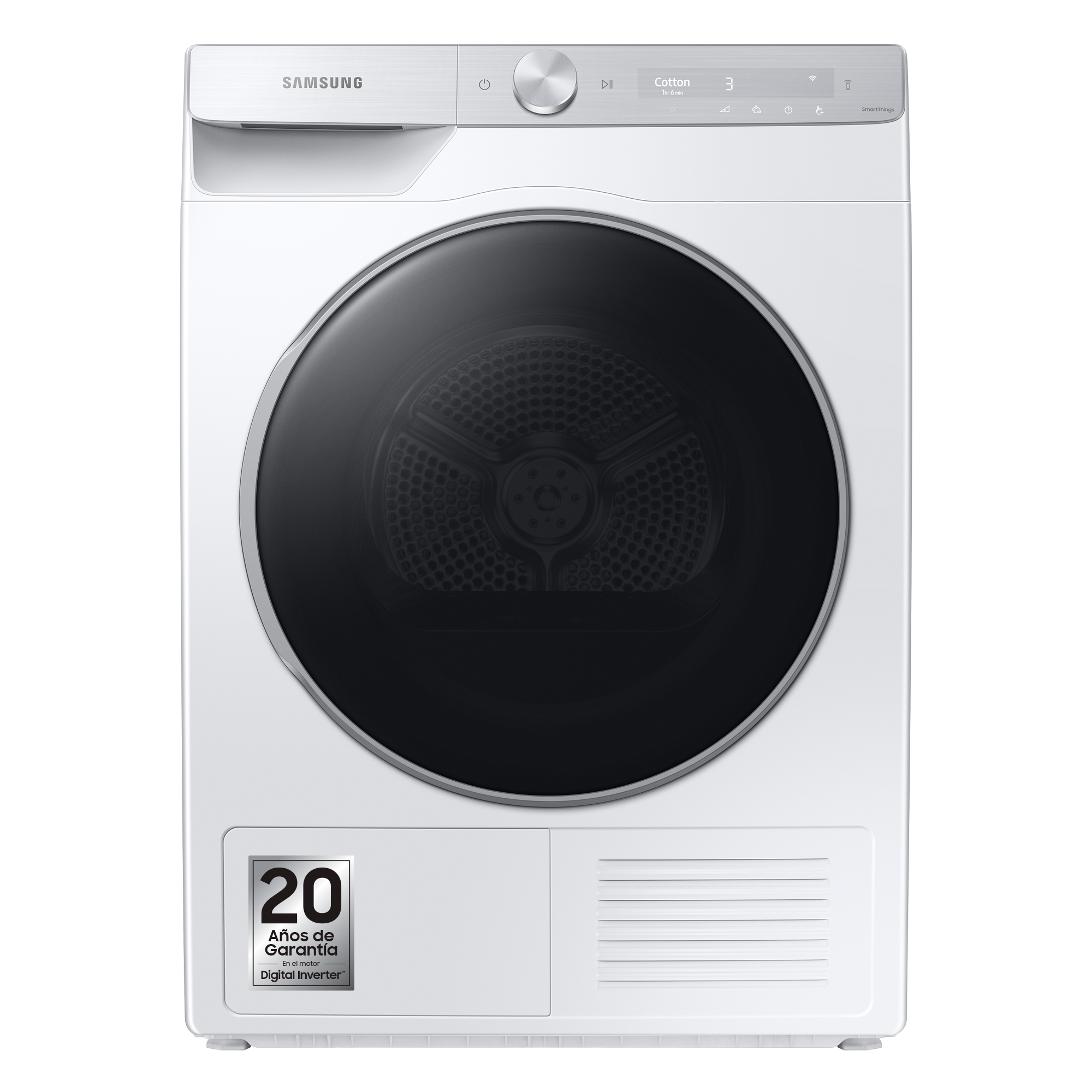 Secadora - Samsung DV90T8240SH/S3, Bomba de calor, 9 kg, OptimalDry, A+++, Blanco