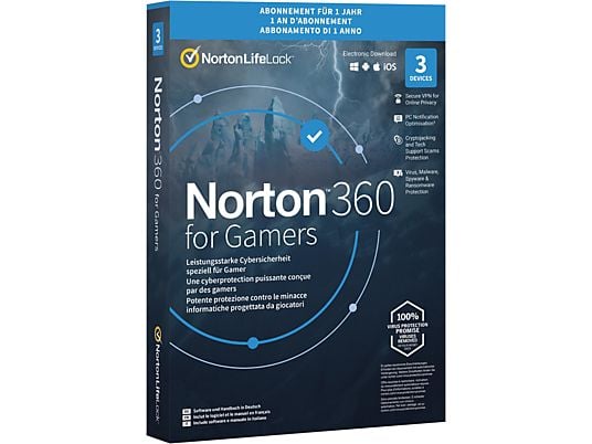 Norton 360 for Gamers (3 appareils/1 an) - PC/MAC - Allemand, Français, Italien
