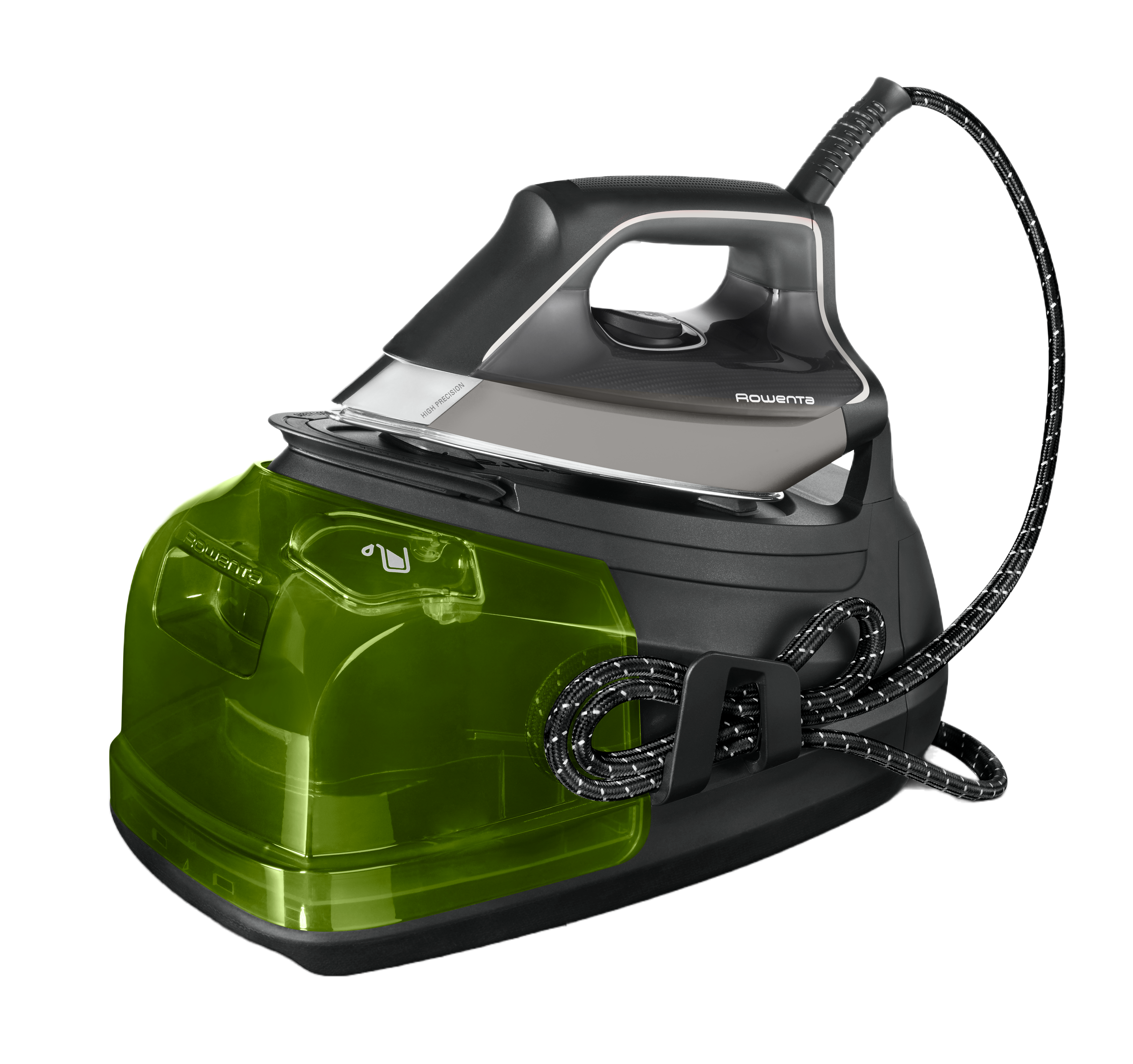 Centro de planchado - Rowenta Perfect Steam Pro DG8626F0, 2400W, 6.9 Bar, 120 g/min, Golpe 450 g/min, 1.1 L, Microsteam 400HD 3D Láser, Gris y verde
