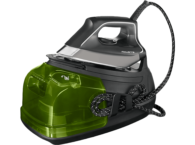 Centro de planchado - Rowenta Perfect Steam Pro DG8626F0, 2400W, 6.9 Bar, 120 g/min, Golpe 450 1.1 L, Microsteam 400HD 3D Láser, Gris y verde