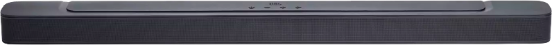 Fekete JBL soundbar gombokkal és szöveggel. Fekete háttér.