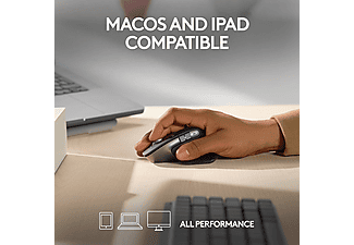 LOGITECH Maus MX Master 3S für Mac, Bluetooth, 2.4 GHz via USB, 8000dpi, Space Grey