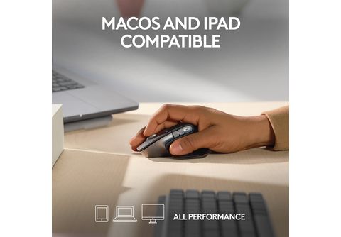 LOGITECH Maus MX Master 3S MediaMarkt kaufen 8000dpi, Mac, via | Grey 2.4 GHz online Bluetooth, für Space USB