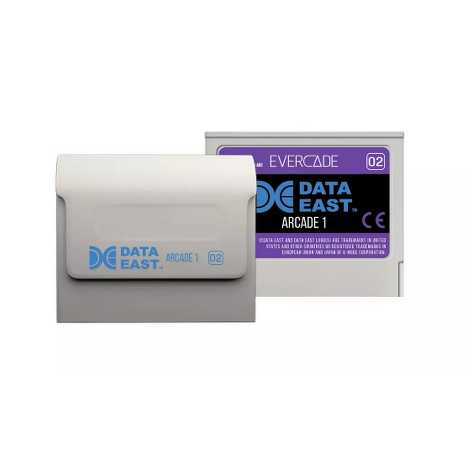 Cartucho Data East Arcade 1. Cartucho blanco y gris con etiqueta.